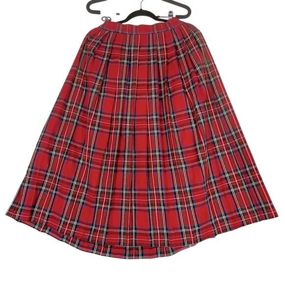 Lloyd New York Skirt Women's Size 10 Red Plaid Tartan Pleated Calf Length Vtg - Picture 2 of 8